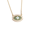 Gold plated Fatima Evil Eye necklace with green zircons and blue enamel detail - Rectangle Zirconia Evil Eye