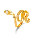 Vintage-Punk-Schlangenring in Goldoptik mit funkelnden weißen Edelsteinen und Steinen - Gold (Goldimitat S493)