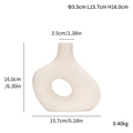 Abstract beige speckled ceramic vase with circular cutout and detailed size dimensions - Small / Off White