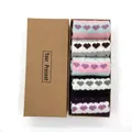 5-pack heart pattern wool socks in a 'Your Present' gift box for winter warmth - Horizontal Hearts