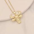 Collana testa di toro dorata con micro-pavé di zirconi su sfondo marmo bianco - Stile Semplice a Testa di Toro Dorata (1#)