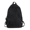 Zaino classico in tela nera per uomo e donna con ciondolo decorativo a forma di fiore - Nero