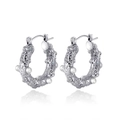 Orecchini vintage in acciaio inossidabile a C con diamanti e perle incastonate - Argento