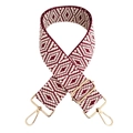 Bandoulière large tissée ajustable avec motif losanges bordeaux et boucles dorées - Fuchsia