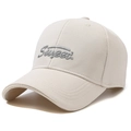 Minimalist beige baseball cap featuring sweet script embroidery and woven texture - Adjustable / Light Beige