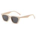 Occhiali da sole rettangolari vintage con montatura beige crema e lenti grigie - Beige