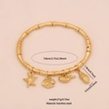 Golden stainless steel bangle with marine charms including starfish and whale pendants - Bamboo Style Ocean Theme (1#)