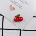 Close-up of red acrylic cherry pendants on card for DIY jewelry making accessories - 4# (Matte Glossy Cherry)
