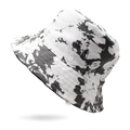 Unisex black and white tie-dye bucket hat with a stylish artistic ink splatter pattern - M(56-58cm) / Black White Ink Splatter (04)