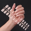 Long square matte nude fake nails set in various sizes for a professional manicure look - Matte Nude