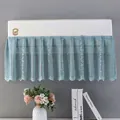 Close-up of light blue lace air conditioner dust cover with floral embroidery and pleats - Dreamy Green/Pleated