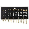 20 pairs of gold hoop and pearl stud earrings set on black card display - Silver (F1291HB)