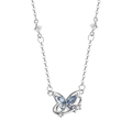 Silver butterfly pendant necklace featuring blue gemstones and star elements - Butterfly Necklace (LI371)