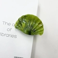 Elegant emerald green fan-shaped hair claw clip with a marble texture and glossy finish - Jade Cyan