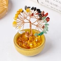 Handmade colorful crystal money tree with copper branches in a yellow ceramic bowl - Five Elements Mixed Stones (Yellow Cup)