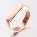 Minimalist rectangle rose gold titanium steel ring for men and women at 45-degree angle - US 5 / Rose Gold