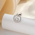 Silver star cartilage stud earring with micro-set zircon on white cylindrical display - White (Single)