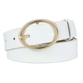 Cintura in pelle PU bianca con fibbia ovale dorata per un look femminile elegante - Bianco