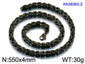 4mm schwarze Byzantinische Edelstahlkette mit Karabinerverschluss für Damen und Herren - Schwarz 55cm (KN38363-Z)