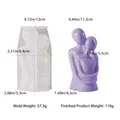 Dettaglio dello stampo in silicone coppia con dimensioni e peso per candele fai da te - Stampo Abbraccio di Coppia (D5180)