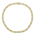 Dettaglio della collana hip hop con zirconi rettangolari gialli e pietre tonde bianche - Argento Oro Bicolore 41cm