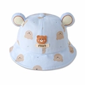 Light blue baby sun hat with cute bear print, 3D ears and comfortable cotton fabric - 8 Months-3 Years (46-50cm) / 23 Blue (Full Print Bear)