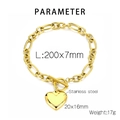 Detalle de las dimensiones de la pulsera con colgante de corazón en acero inoxidable - Dorado(KB184159-Z)