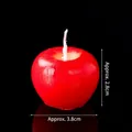 Red apple shaped Christmas candle 3.8cm wide with wax texture and cotton wick - Red Apple