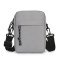 Sleek gray nylon crossbody bag for men featuring adjustable strap and vertical square design - Gray