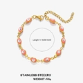 Armband aus Edelstahl mit rosa bösem Blick, Goldbeschichtung und verstellbarer Kette - Rosa