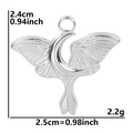 Detailed view of silver butterfly moon pendant with precise dimensions 2.5cm x 2.4cm - Steel Color Pendant (Without Chain)