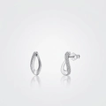 Elegante S925 Sterlingsilber Tropfenohrstecker mit Zirkonia-Besatz und polierter Oberfläche - Stromlinienförmiger Tropfen (YGE2188)
