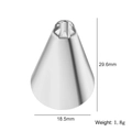 8-tooth stainless steel piping tip nozzle with 29.6mm height and 18.5mm base - Pattern 37