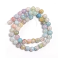 Macro detail of mixed pastel crackle glass beads for DIY jewelry and crafts making - Light Rainbow Floral Round Bead