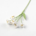 Handmade crochet Lily of the Valley with white flowers and green leaves on white background - Forget-Me-Not Stem - White