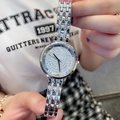 Elegant women's watch in silver stainless steel with full pavé diamond dial display - Silver Case Silver Steel Band