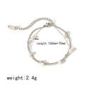 Bracciale a doppio strato in acciaio inossidabile con perle e catena 160mm+70mm - Argento