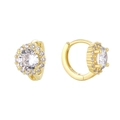 Französische S925 Silber-Ohrringe mit Goldbeschichtung und Zirkonia-Blumendesign - S925 Silber 14K Gold Vergoldet / Gold