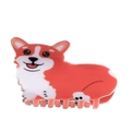 Cute Corgi dog hair claw clip made of glossy acetate for high ponytail styles - Orange & White Corgi (D11-3-23)