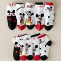 Set of 5 Mickey Mouse mid-tube socks in red black and white cotton for kids - Mickey Mouse / Ages 9-13 (foot Length 19-23cm)