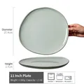11 inch light grey ceramic steak plate with 27.4cm diameter for microwave and dishwasher - Jinrong - Irregular Green Large Plate 11 Inch (Minor Flaws)