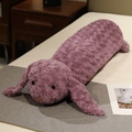 Langes lila Plüschhund-Kissen aus Rosen-Curl-Vlies-Stoff für gemütliches Zuhause - Violettes Kaninchen - Rosensamt / 90cm (0.85kg)