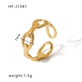 Adjustable 7mm gold chain link open ring in stainless steel for women - Adjustable Open / Chain Link Style (HF-J1341) / Gold