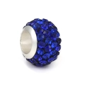 Sparkling dark blue crystal inlaid spacer bead with silver metal base for DIY bracelets - Dark Blue