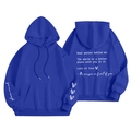 Felpa con cappuccio blu reale foderata in pile con scritte bianche e tasca a marsupio doppia vista - S / Tops / Blu Klein