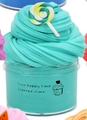 Slime profumato blu lago in barattolo trasparente con decoro a lecca-lecca - Lecca-lecca Verde Scuro 50ml