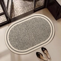 Absorbent beige and black diatom mud bath mat with geometric pattern for bathroom - Thin Style / 40*60cm / Fengshang - Oval