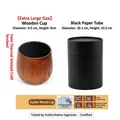 Extra large carbonized jujube wood belly cup with a black cylinder gift box - 300ml / Extra Large Charcoal Finish Belly Cup (With Black Gift Box)