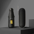 Paraguas de cápsula negro ultraligero de 5 pliegues con UPF50+ y mango de bola mate - Negro (con Estuche Para Gafas) / Esquema De Color De 21 Pulgadas Y 8 Nervaduras Mango Redondo Cinco Pliegues