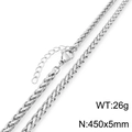 Collier chaîne Franco en acier inoxydable argenté avec fermoir mousqueton, 5mm x 45cm - Argent-450x5mm(KN298019-Z)